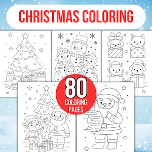 Dibujos para colorear de Navidad, Libro para colorear de Navidad, Hojas para colorear de Navidad, Dibujos para colorear de invierno, Dibujos para colorear de Navidad para niños, Invierno