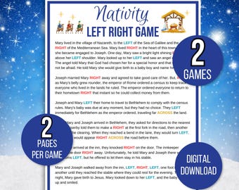 Left Right Nativity Story, Left Right Christmas Game, Left Right Nativity Game, Right Left Game, Pass the Prize Game, Church Christmas Game
