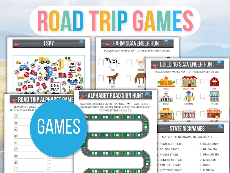 Mega Kids Road Trip Games, Travel Activities, Road Trip Games Bundle, Kids Travel Games, Kids Car Activities, Family Road Trip Games, Trip image 3