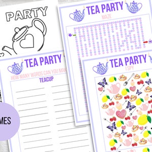 Tea Party Games Printable, Tea Party Activities, Girls Tea Party Games ...