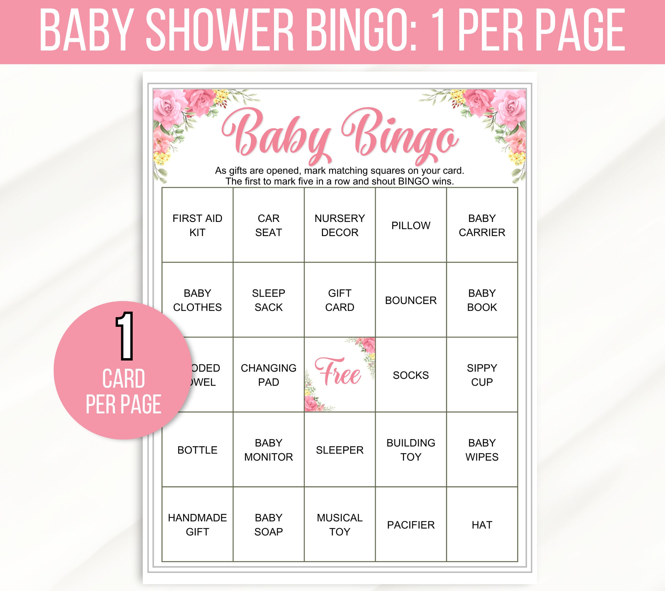 100 Baby Shower Bingo Cards, Baby Girl Bingo Game Cards, Baby Gift ...