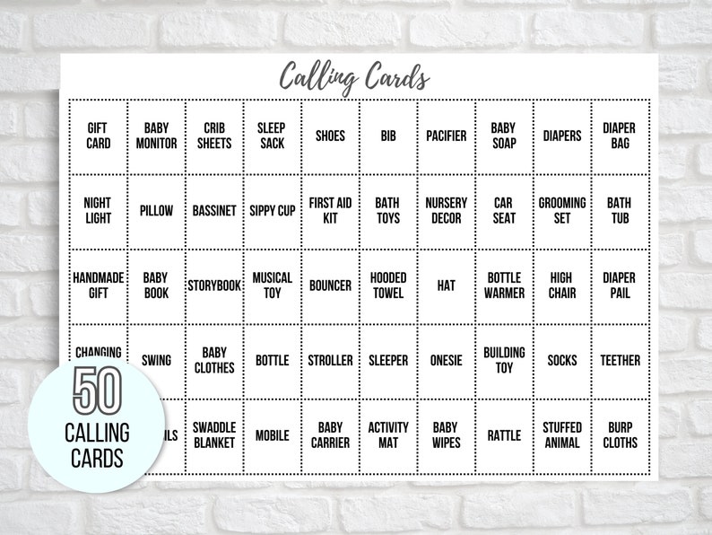 60 Baby Shower Bingo Cards, Unique Prefilled Baby Bingo Game Cards, Baby Gift Bingo Cards, Baby Shower Bingo Game, Minimalist Baby Bingo image 7