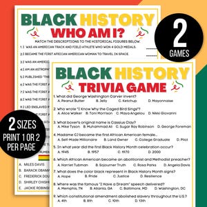 Black History Trivia, Black History Games, Black History Wie ben ik, Black History Month Games, afdrukbare Black History Games, Black History
