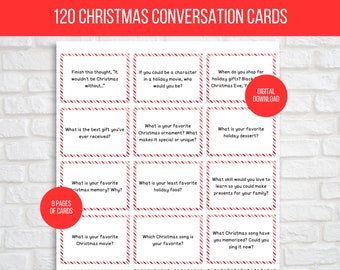 120 Christmas Conversation Cards, Christmas Icebreaker Questions, Christmas Activity, Family Conversation Starters, Icebreaker Game