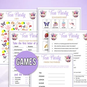 Tea Party Games Printable, Tea Party Activities, Girls Tea Party Games ...