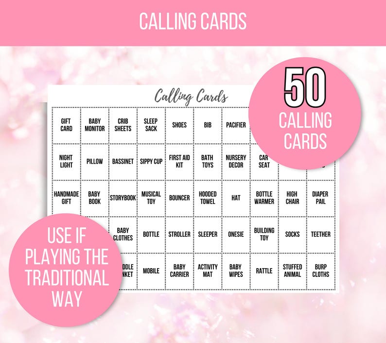 Baby Girl Bingo, 60 Baby Girl Bingo Cards, Baby Girl Bingo Game, Baby ...