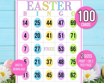 Easter Bingo, 100 Easter Bingo Cards, Easter Activity, Kids Easter Party Game, Easter Classroom Activity, Easter Game, Easter Sunday School