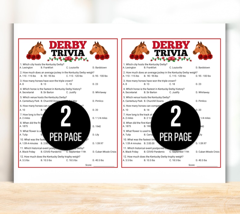 Kentucky Derby Trivia Game, Kentucky Derby Game, Kentucky Derby Trivia Games, Kentucky Derby Party Game, Kentucky Derby Fact or Fiction