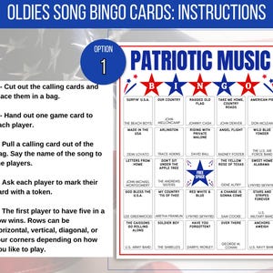 Music Bingo, Patriotic Music Bingo, Fourth of July Bingo Cards, Patriotic Bingo, Independence Day Bingo, 4th of July Game, Veterans Bingo