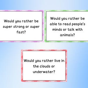 Would You Rather Questions for Kids, Conversation Starters, Road Trip Games, Family Friendly Game, Funny Questions Game, Funny Kid Game