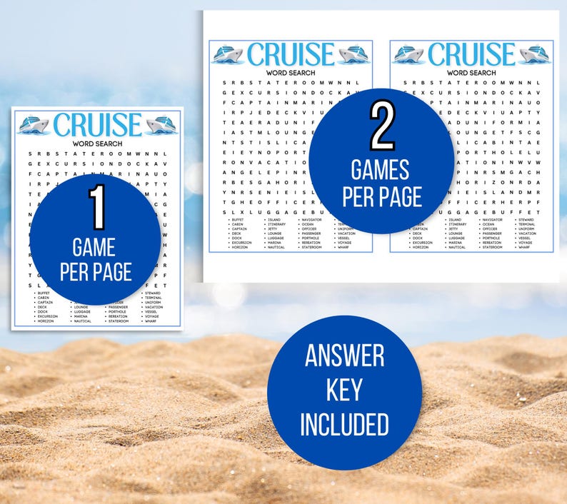 Cruise Games, Cruise Activities, Cruise Bingo, Cruise Family Games, Cruise Printables