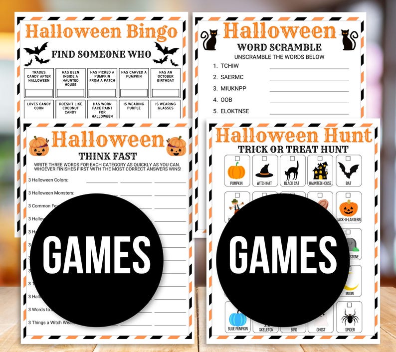 Halloween Games, Halloween Party Games, Halloween Activities, Halloween Games for Kids, Halloween Printable, Halloween Activities Bundle