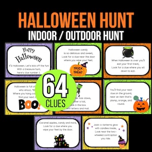 ハロウィン宝探し、屋内ハロウィン宝探し、屋外ハロウィンハント、ハロウィン宝探しのヒント、子供向け宝探しのヒント