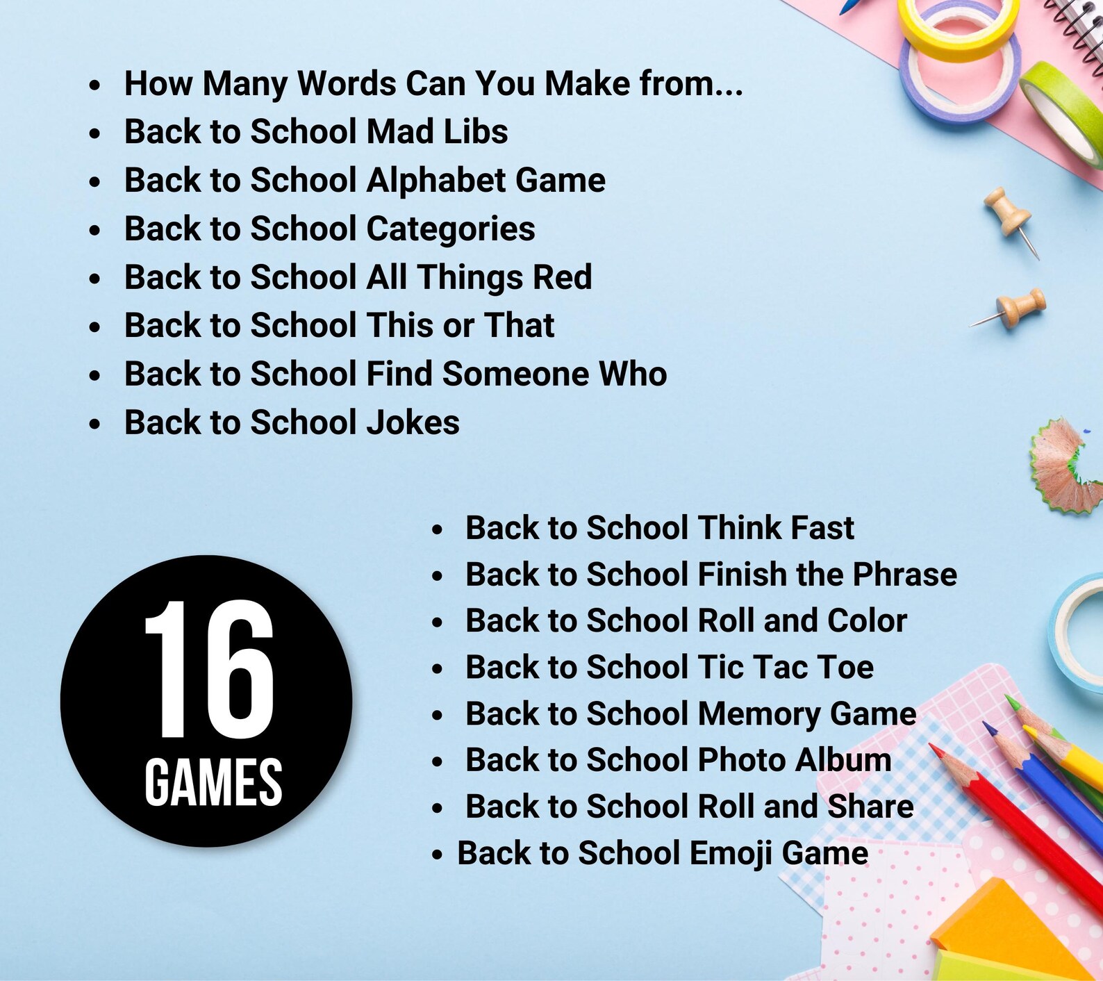 Back to School Games, Back to School Game Bundle, Back to School ...