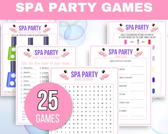 Spa Party Games Printable, Spa Party Activities, Girls Spa Party Games, Spa Game Bundle, Kids Spa Party Birthday Games, Girls Pamper Party