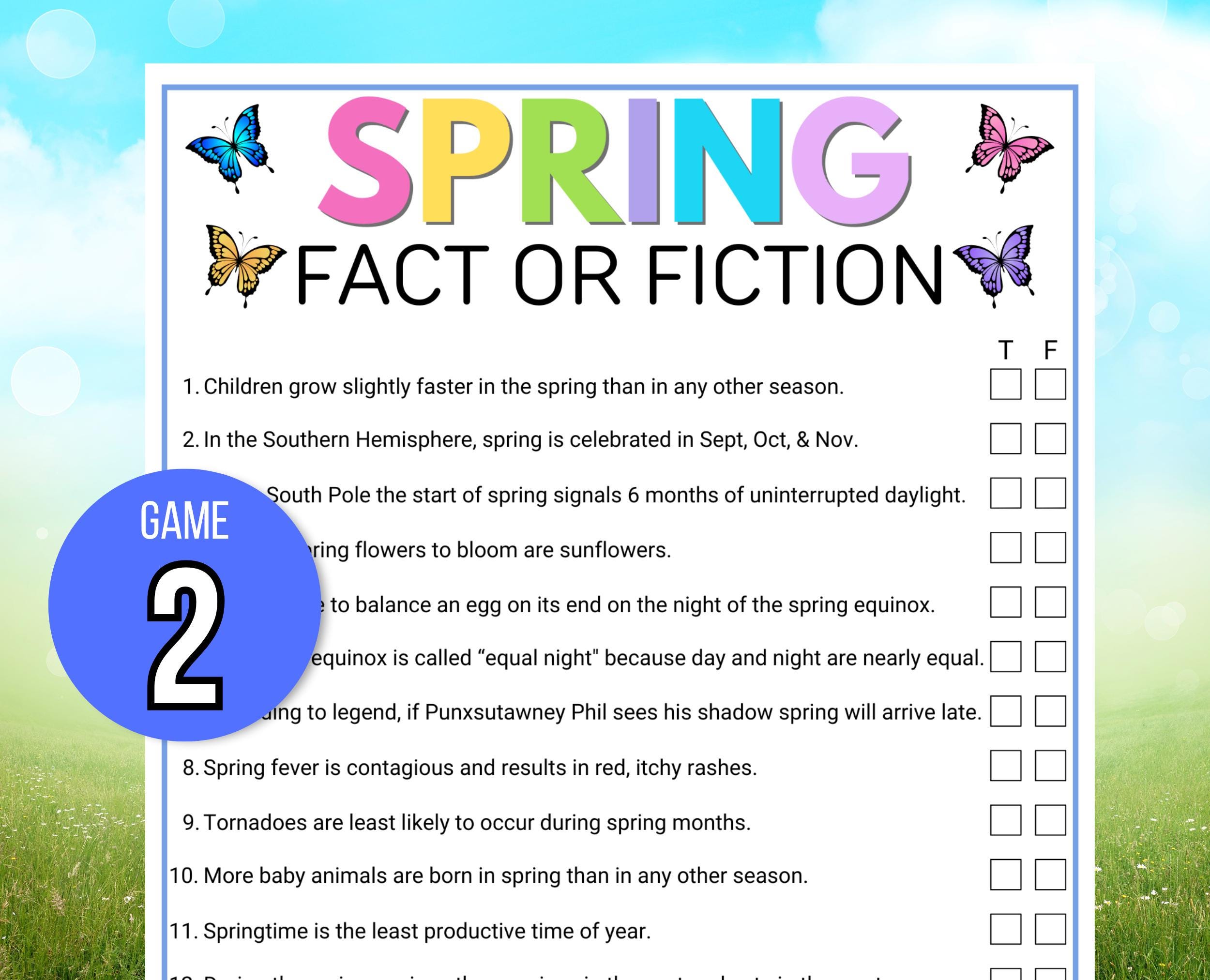 Simple Spring Fact For Reception Spring Trivia Game, Spring Game, Spring Party Trivia Game, Spring Party ...