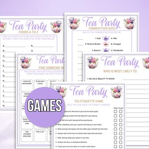 Tea Party Games Printable, Tea Party Activities, Girls Tea Party Games ...