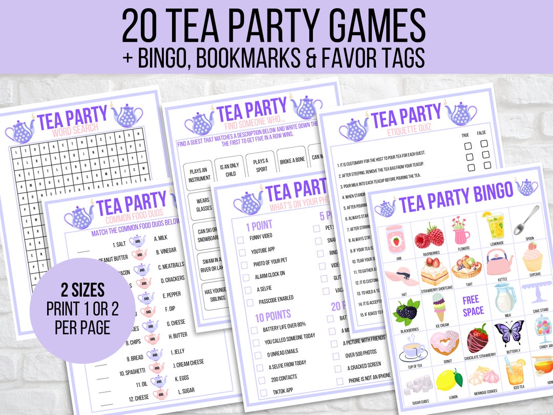 Tea Party Games Printable, Tea Party Activities, Girls Tea Party Games ...