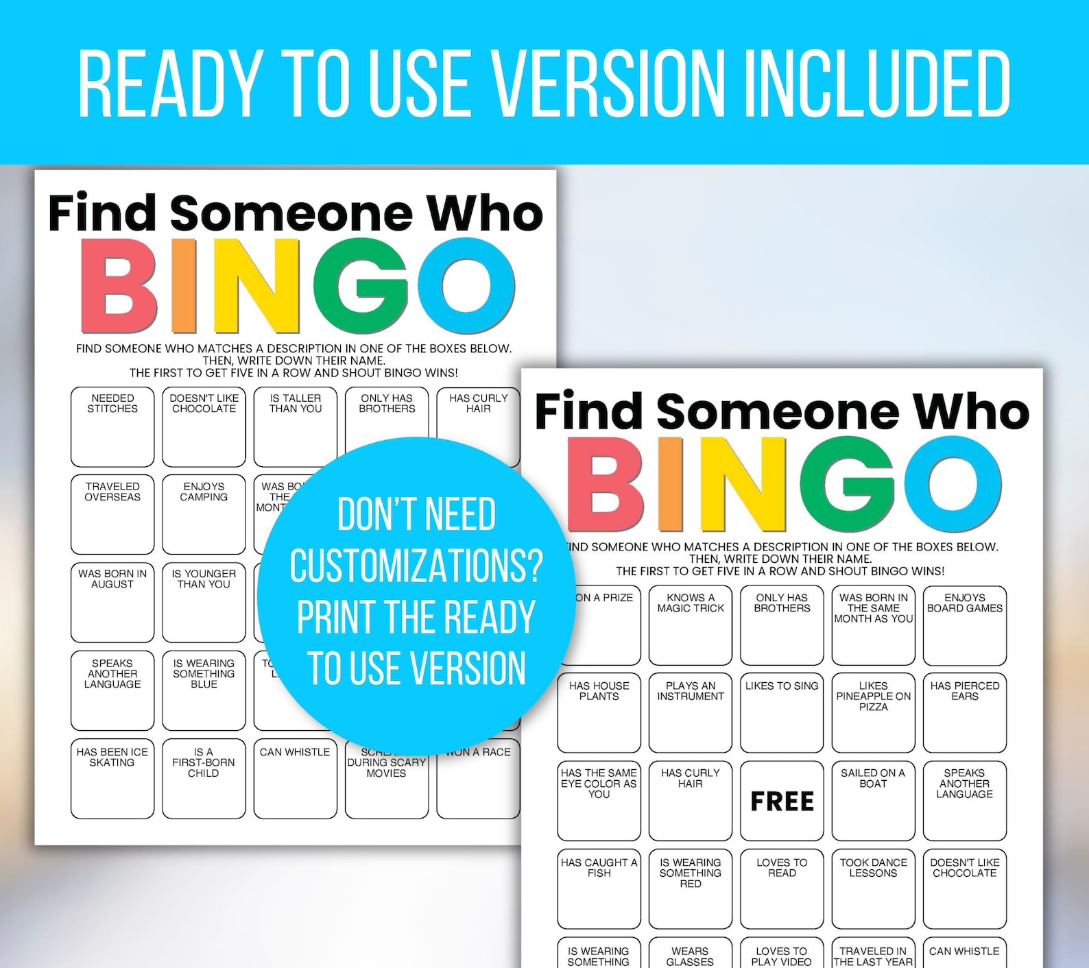 Get to Know You Bingo, Find Someone Who Bingo, Find the Guest Bingo ...