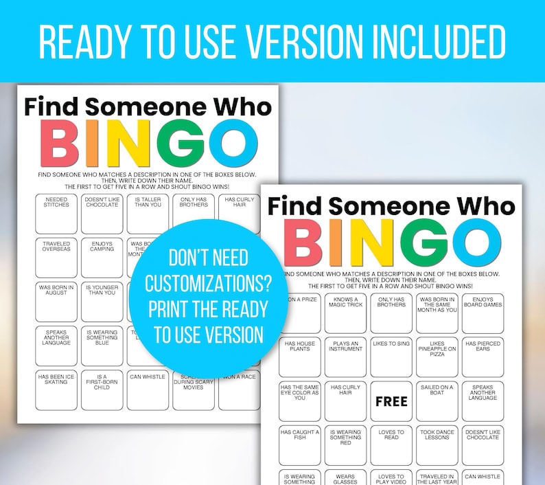 Conheça-se Bingo, Encontre alguém que faça Bingo, Encontre o convidado Bingo, Bingo quebra-gelo, Jogo quebra-gelo, Atividade quebra-gelo, Bingo em sala de aula imagem 4