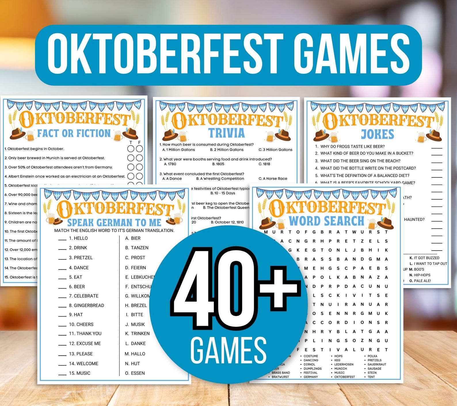 Oktoberfest Games, Oktoberfest Trivia Games, Oktoberfest Games Trivia Bundle, Oktoberfest Party Games, Oktoberfest Activities Bundle