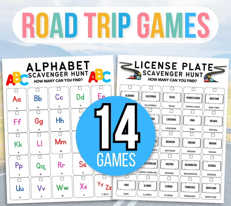 Road Trip Scavenger Hunts, Road Trip Games, Road Trip Hunt, Road Trip Activities, Road Trip Bingo, Road Trip Games Bundle, Kids Travel Games