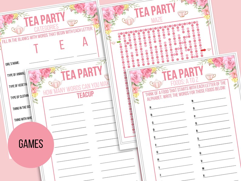 Tea Party Games Printable Bundle Tea Party Activities Ladies - Etsy
