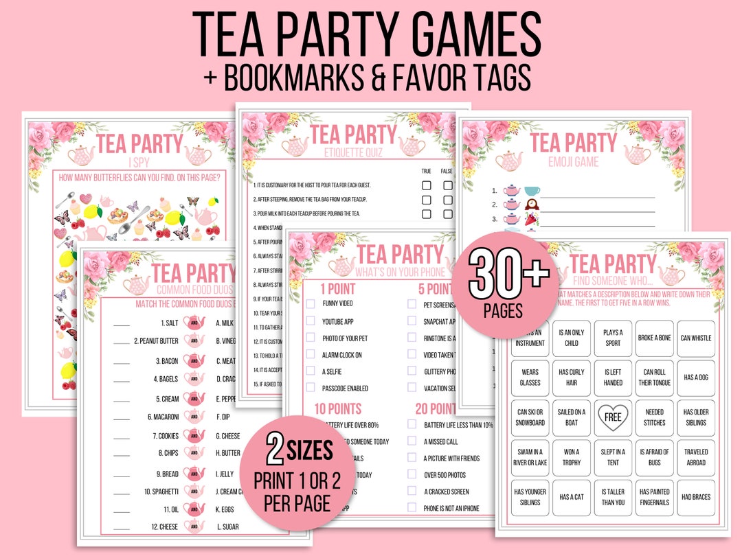 Tea Party Games Printable Bundle, Tea Party Activities, Ladies Tea ...