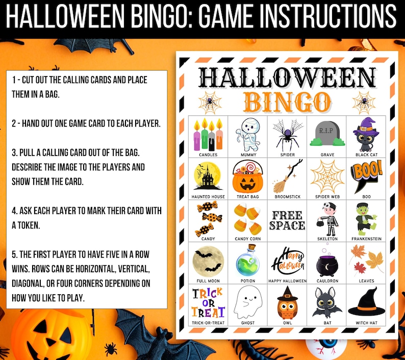 Halloween Bingo, 50 Halloween Bingo Cards, Halloween Games, Kids Halloween Party Game, Halloween Classroom Activity, Cute Halloween Activity