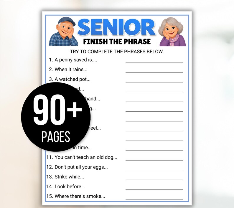 Senior Games Bundle, Activities for Seniors, Assisted Living Games, Nursing Home Activities, Senior Center Games, Senior Trivia, Senior