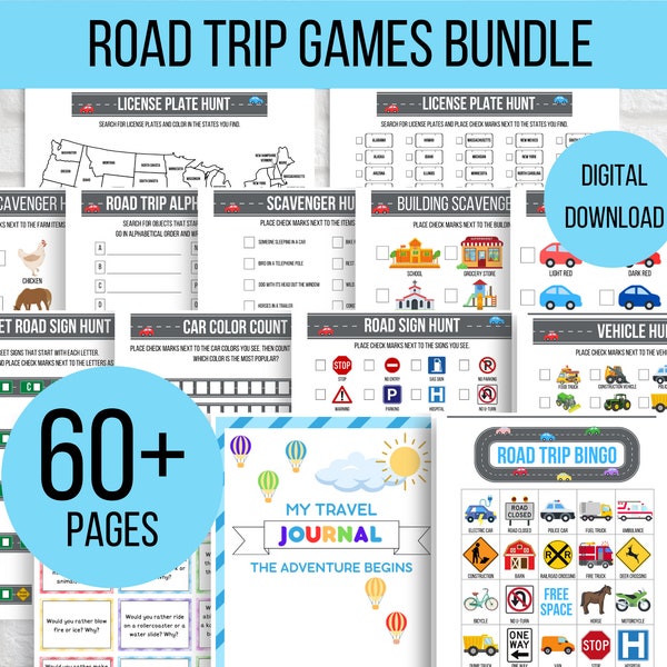 Mega Kids Road Trip Games, Travel Activities, Road Trip Games Bundle, Kids Travel Games, Kids Car Activities, Family Road Trip Games