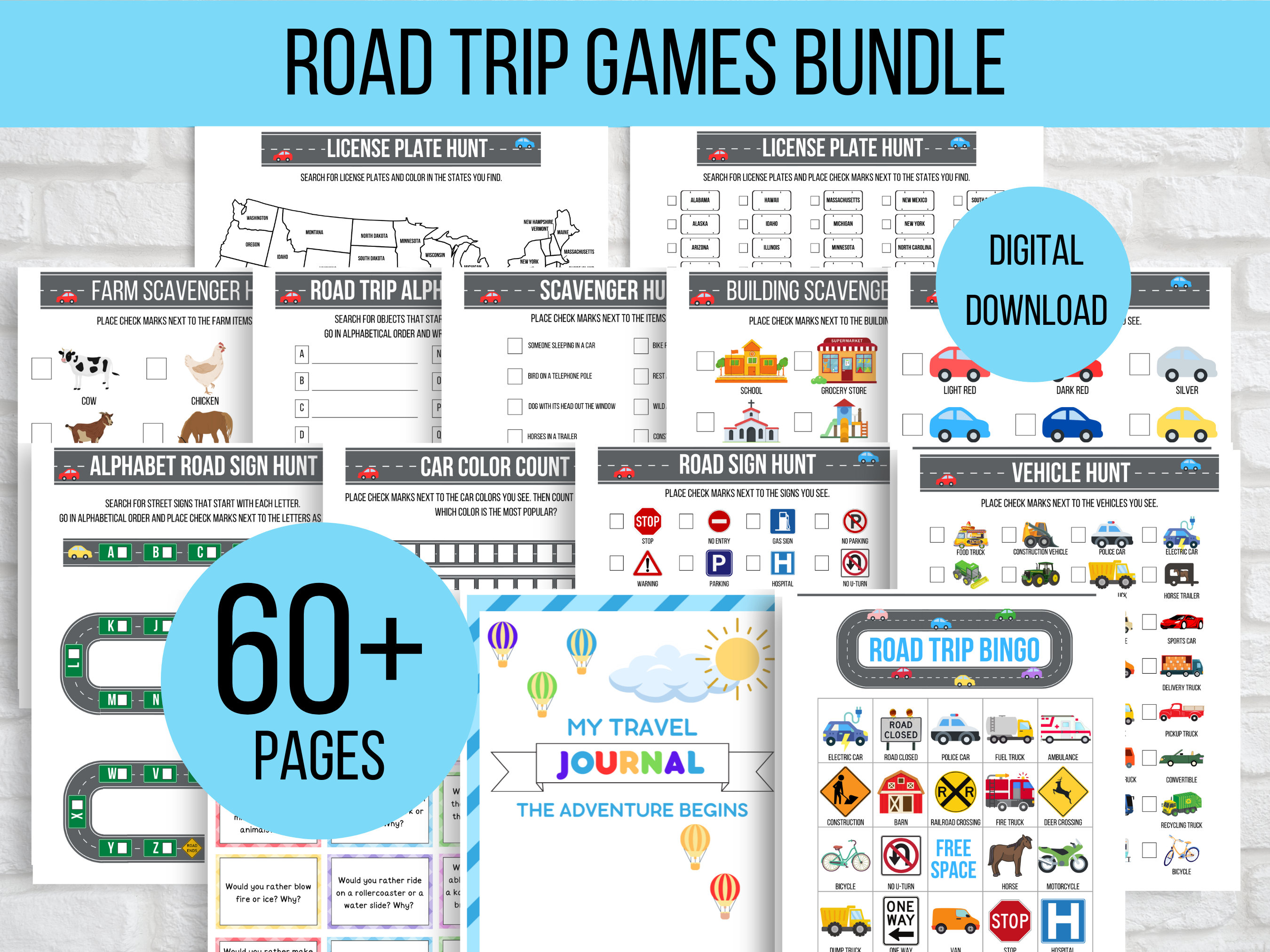 Mega Kids Road Trip Games, Travel Activities, Road Trip Games Bundle, Kids  Travel Games, Kids Car Activities, Family Road Trip Games 