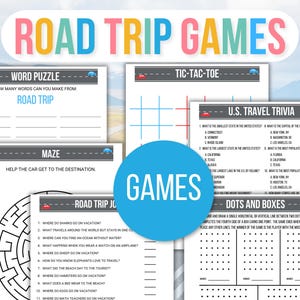 Kids Road Trip Games Printable, Travel Activities, Road Trip Games Bundle, Kids Travel Games, Kids Car Activities, Family Road Trip Games