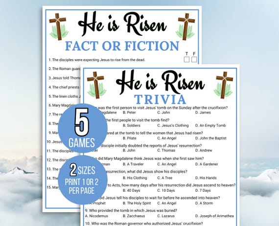 Easter Bible Trivia, Resurrection Trivia, He is Risen Trivia, Religious Easter Trivia, Holy Week Trivia, Bible Easter Games, Easter Activity