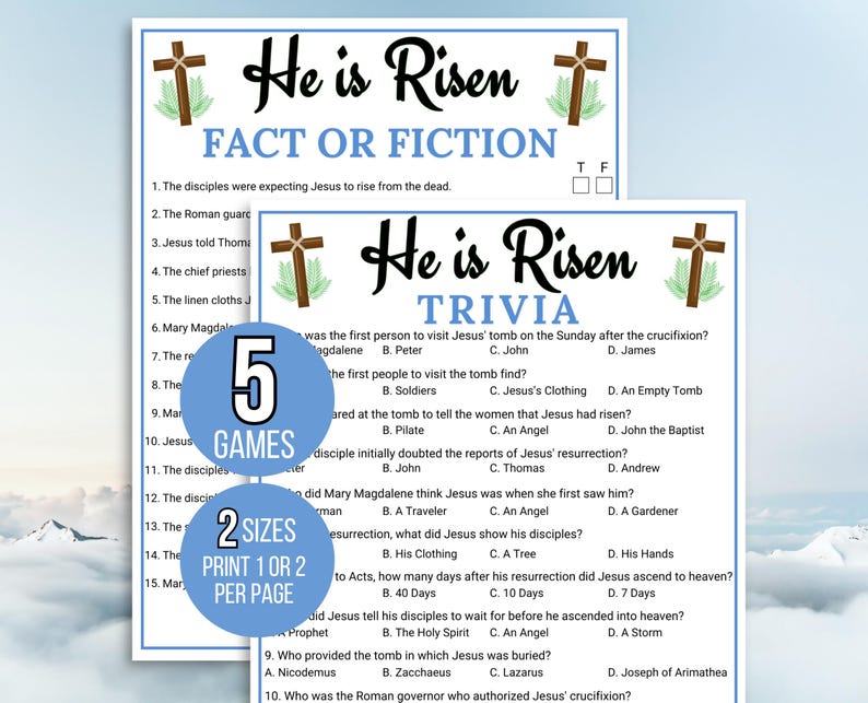 Easter Bible Trivia, Resurrection Trivia, He is Risen Trivia, Religious Easter Trivia, Holy Week Trivia, Bible Easter Games, Easter Activity