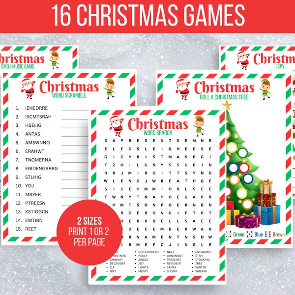 Christmas Game Bundle, 16 Printable Christmas Games, Christmas Classroom Activity, Christmas Activity, Christmas Party Games, Christmas Game