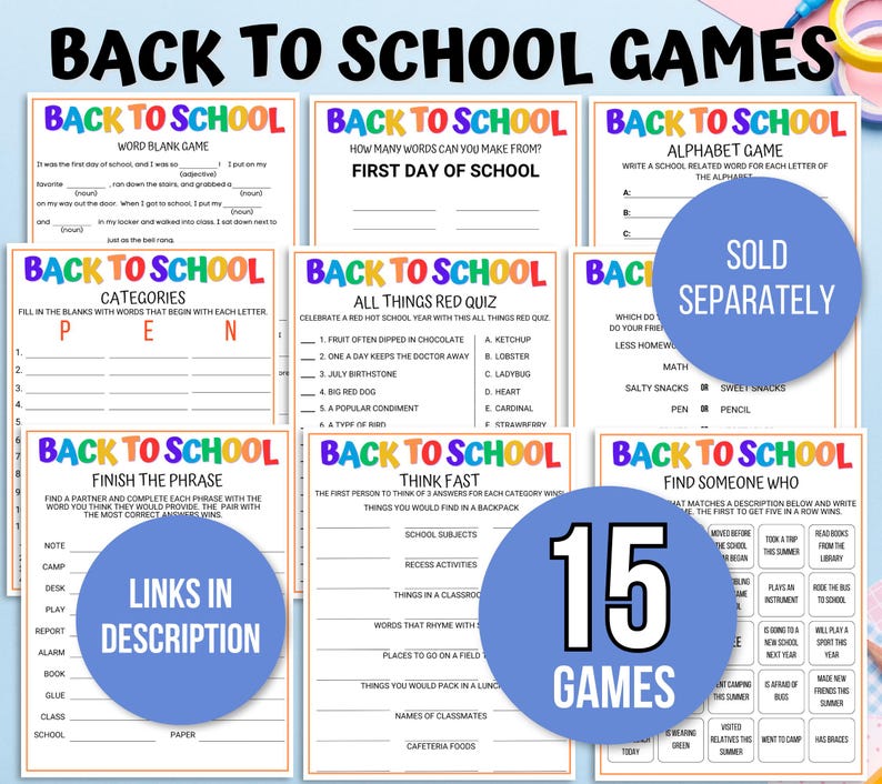 Back to School Bingo, Back to School Games, School Bingo, Welcome Back Bingo, First Day of School Bingo, Back to School Activity