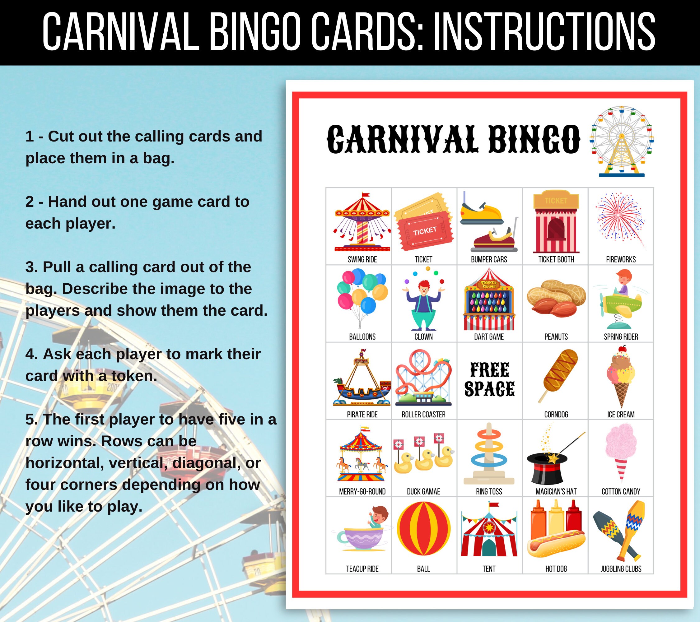 Carnival Circus Bingo Games for Boys, Girls, Adults, and Family🤢 A sua ...