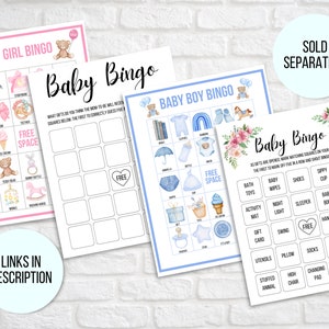 60 Baby Shower Bingo Cards, Unique Prefilled Baby Bingo Game Cards, Baby Gift Bingo Cards, Baby Shower Bingo Game, Minimalist Baby Bingo image 8