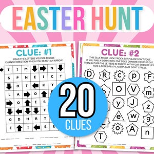 Indoor Easter Treasure Hunt For Teens, Easter Scavenger Hunt, Treasure Hunt Easter Clues, Teens Easter Escape Room Puzzles, Easter Hunt