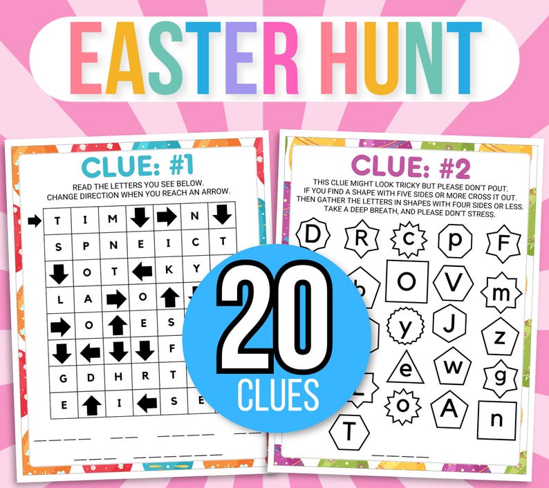Indoor Easter Treasure Hunt For Teens, Easter Scavenger Hunt, Treasure Hunt Easter Clues, Teens Easter Escape Room Puzzles, Easter Hunt