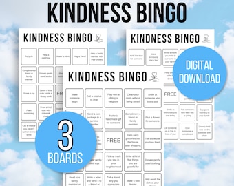 Vänlighetsbingo, 3 vänlighetsbingokort, Vänlighetshandlingar-bingo, Barnens vänlighetsutmaning, Vänlighetsaktivitet, Vänlighetsspel, Vänlighetsprojekt