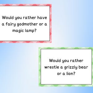 Would You Rather Questions for Kids, Conversation Starters, Road Trip Games, Family Friendly Game, Funny Questions Game, Funny Kid Game