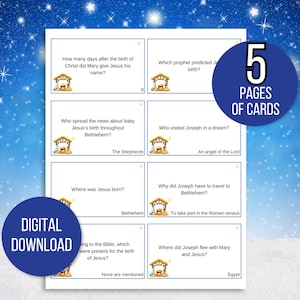 Kerstbijbel trivia-kaarten, kerstbijbel trivia, leuk kerststalspel, bijbel trivia-spel, kerststal familiespel, kerststal voor kinderen