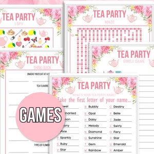 Tea Party Games Printable Bundle, Tea Party Activities, Ladies Tea ...