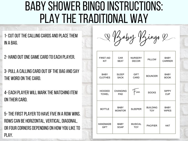 60 Baby Shower Bingo Cards, Unique Prefilled Baby Bingo Game Cards, Baby Gift Bingo Cards, Baby Shower Bingo Game, Minimalist Baby Bingo image 6