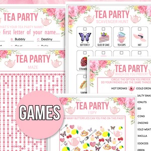 Tea Party Games Printable Bundle, Tea Party Activities, Ladies Tea ...