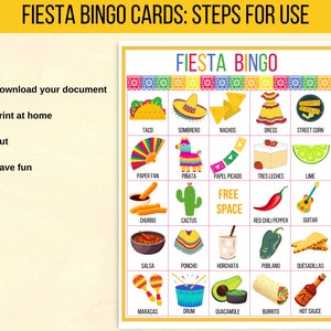 Fiesta Bingo, 30 Printable Fiesta Bingo Cards, Fiesta Activity for Kids ...