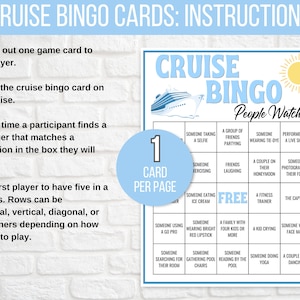 Cruise Bingo, 50 Printable Cruise Bingo Cards, Cruise Ship People Watching Bingo, Cruise Ship Game, Cruise Vacation Game, Family Cruise Game image 6