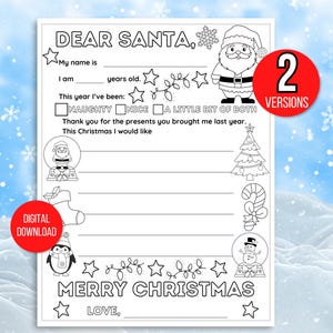 Brief an den Weihnachtsmann Malseite, Lieber Weihnachtsbrief, Weihnachtswunschliste, Feiertagswunschliste, Brief an den Weihnachtsmann, Brief an den Nordpol